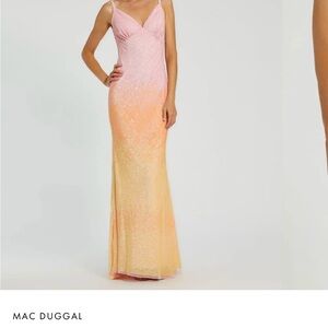 Mac Duggal Pink and Orange Sunset Ombre Gown